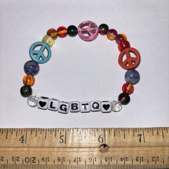 Multicolor “LGBTQ” Bracelet Adult Humor Beaded Handmade Naughty Accessories - Picture 3 of 3